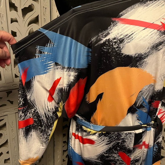 😍HOST PICK😍 BRILLIANT BLACK YELLOW & MULTICOLORS OFF SHOULDER WIDE LEG JUMPSUIT - Picture 4 of 9